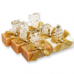 Sheep milk soap 100g decorated with glass figures, Classic/quince 
