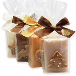 Sheep milk soap 100g decorated with gingerbread decorations in a cellophane, sorted 