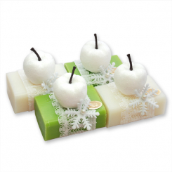 Sheep milk soap 100g decorated with glitter apple, Classic/apple 