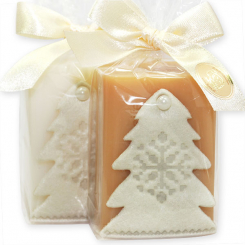 Sheep milk soap 100g decorated with a christmas tree in a cellophane, Classic/quince 