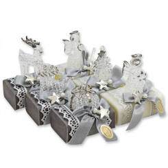 Sheep milk soap 100g decorated with glass angels, Classic/christmas rose silver 