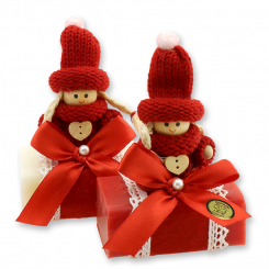 Sheep milk soap 100g decorated with a gnome, Classic/pomegranate 