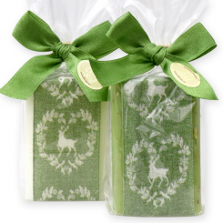 Sheep milk soap 100g decorated with a deer ribbon in a cellophane, Classic/verbena 