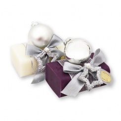 Sheep milk soap 100g decorated with a glass christmas ball, Classic/elderberry 