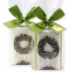 Sheep milk soap 100g decorated with a christmas ribbon in a cellophane, Classic/verbena 