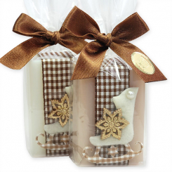 Sheep milk soap 100g decorated with ice-skates in a cellophane , Classic/almond oil 