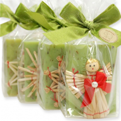 Sheep milk soap 100g decorated with straw motives in a cellophane, Classic/verbena 