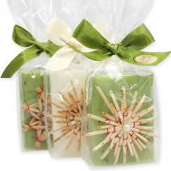 Sheep milk soap 100g decorated with a straw star in a cellophane, Classic/verbena 