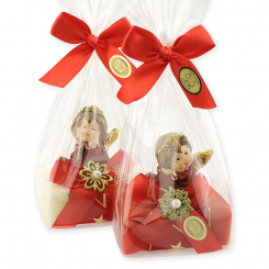Sheep milk soap 100g decorated with an angel in a cellophane, Classic/pomegranate 