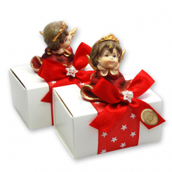 Sheep milk soap 100g in a box decorated with an angel, Classic/pomegranate 