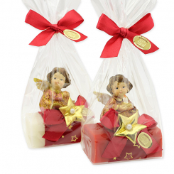 Sheep milk soap 100g decorated with an angel in a cellophane, Classic/pomegranate 