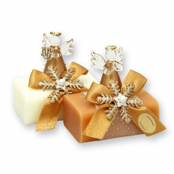 Schafmilchseife eckig 100g dekoriert mit Engel, Classic/Quitte 