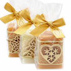 Sheep milk soap 100g decorated with christmas decorations in a cellophane, Classic/quince 