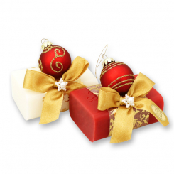 Sheep milk soap 100g decorated with a glass christmas ball, Classic/pomegranate 
