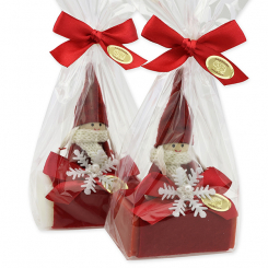 Sheep milk soap 100g decorated with a gnome in a cellophane, Classic/pomegranate 
