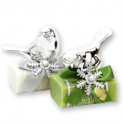 Sheep milk soap 100g decorated with a bird, Classic/verbena 