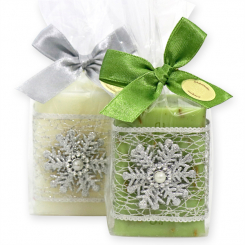 Sheep milk soap 100g decorated with a snowflake in a cellophane, Classic/verbena 