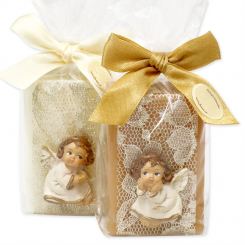 Sheep milk soap 100g decorated with an angel in a cellophane bag, Classic/quince 