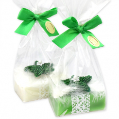 Sheep milk soap 100g decorated with a pearl star in a cellophane, Classic/apple 