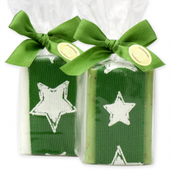 Sheep milk soap 100g decorated with a star-ribbon in a cellophane, Classic/verbena 