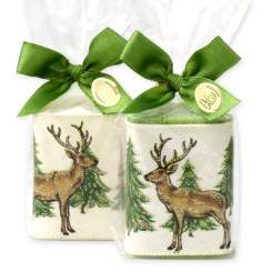 Sheep milk soap 100g decorated with a deer-ribbon in a cellophane, Classic/verbena 