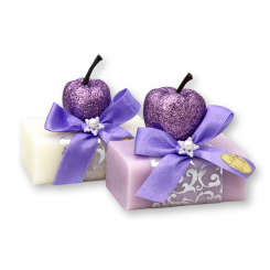 Sheep milk soap 100g decorated with an apple, Classic/lilac 