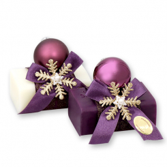 Sheep milk soap 100g decorated with a glass christmas glass, Classic/elderberry 