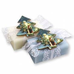 Sheep milk soap 100g decorated with a christmas tree, Classic/ice flower 