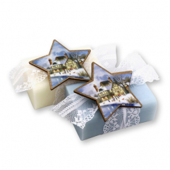 Sheep milk soap 100g decorated with a star, Classic/ice flower 