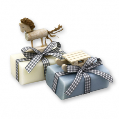 Sheep milk soap 100g decorated with a rocking horse, Classic/ice flower 