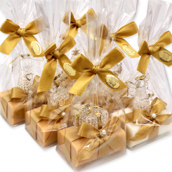 Sheep milk soap 100g decorated with glass figures in a cellophane, Classic/quince 
