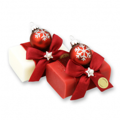 Sheep milk soap 100g decorated with a glass christmas ball, Classic/pomegranate 