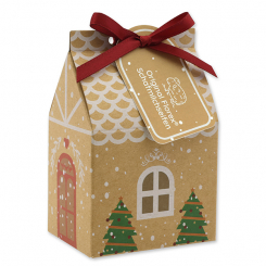 Sheep milk soap 100g packed in a house-shaped box, Pomegranate/Classic 