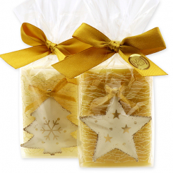 Sheep milk soap 100g decorated with a star/christmas tree in a cellophane, Classic/swiss pine 