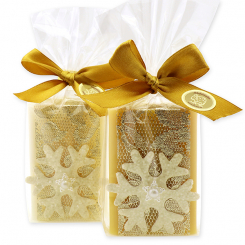 Sheep milk soap 100g decorated with a snowflake in a cellophane, Classic/swiss pine 