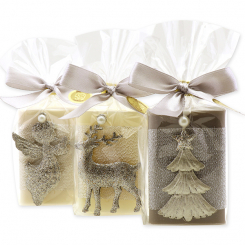 Sheep milk soap 100g decorated with christmas motives in a cellophane, sorted 