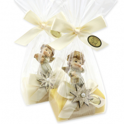 Sheep milk soap 100g deocrated with an angel in a cellophane, Classic/swiss pine 