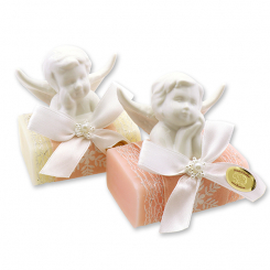 Sheep milk soap 100g decorated with an angel, Classic/peony 