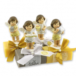 Sheep milk soap 100g decorated with an angel, Christmas rose/swiss pine 