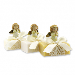 Sheep milk soap 100g decorated with angel, sorted, Classic/Christmas rose white/swiss pine 