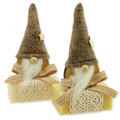 Sheep milk soap 100g, decorated with a gnome, Classic/swiss pine 