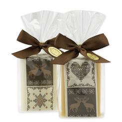 Sheep milk soap 100g decorated with a ribbon in a cellophane, Classic/swiss pine 