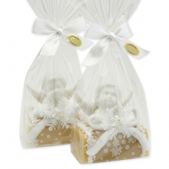 Sheep milk soap square 100g decorated with an angel in a cellophane, Classic/swiss pine 