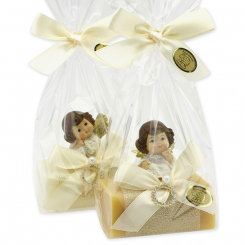 Sheep milk soap square 100g decorated with an angel in a cellophane, Classic/swiss pine 