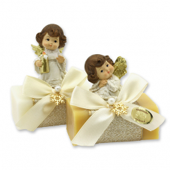 Sheep milk soap square 100g decorated with an angel, Classic/swiss pine 