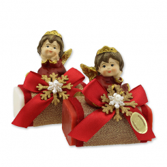 Schafmilchseife eckig 100g dekoriert mit Engel, Classic/Granatapfel 