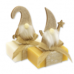 Sheep milk soap 100g decorated with a gnome, Classic/swiss pine 