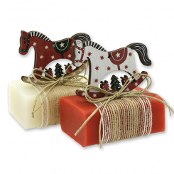 Sheep milk soap 100g deocrated with a rocking horse, Classic/pomegranate 