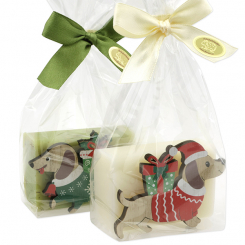 Sheep milk soap 100g decorated with a dog in a cellophane, Classic/verbena 