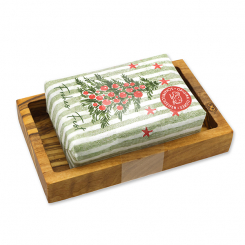 Sheep milk soap 150g "Colorful Holidays motif 10" on a soap dish, Verbena 